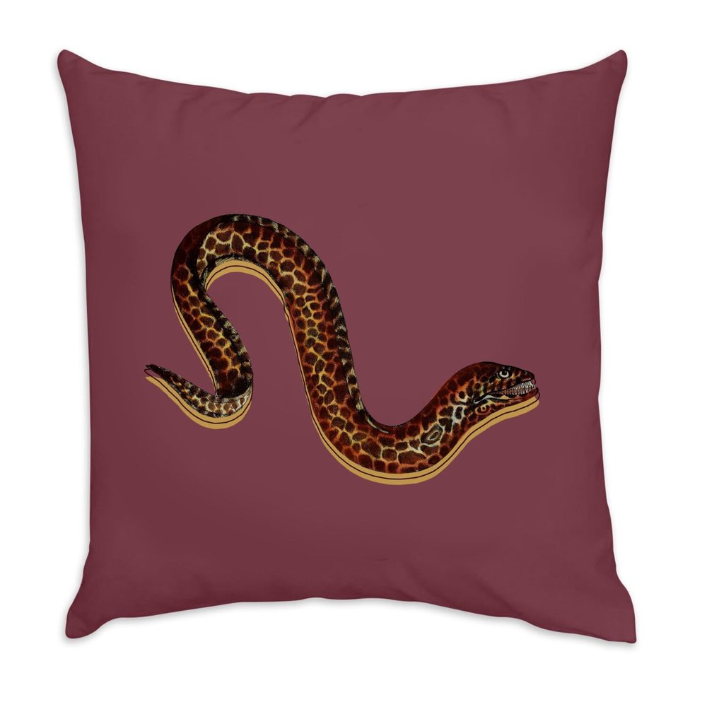 Fabulous Cushion Cover, Velvet, Red, Leopard Pattern, Biology Antique Illustration, 40 x 40 cm, Velvety