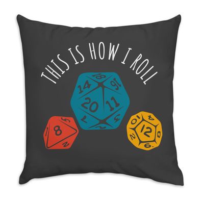 Fabulous Velvet Cushion Cover, Black, "This Is How I Roll" Dice Design, Geek Board Games, 16 x 16 in, Soft
