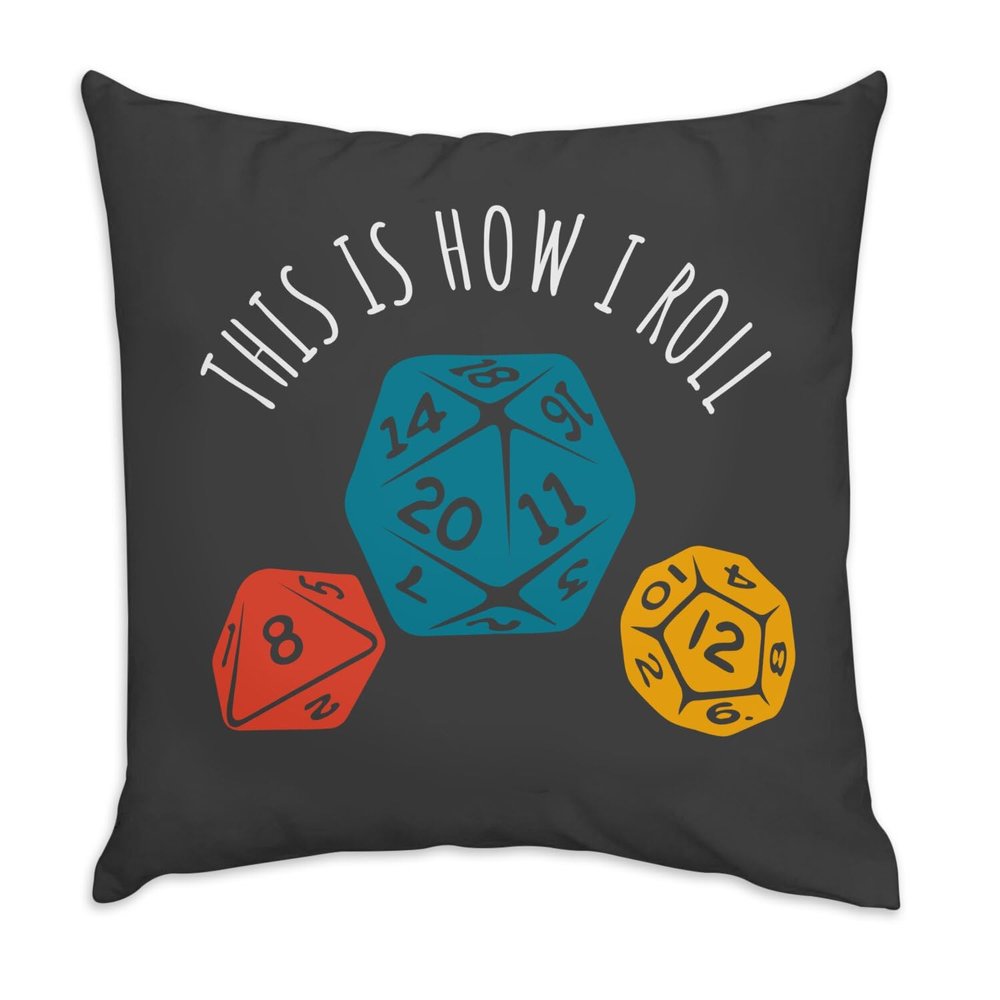 Fabulous Velvet Cushion Cover, Black, "This Is How I Roll" Dice Design, Geek Board Games, 16 x 16 in, Soft