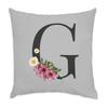 Gray Velour Cushion, G Gabrielle Gisle Floral Alphabet Design, 40 x 40 cm, Cover and Insert Included view 1