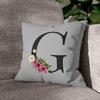 Gray Velour Cushion, G Gabrielle Gisle Floral Alphabet Design, 40 x 40 cm, Cover and Insert Included view 3