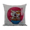 Fabulous Faux Leather Cushion, Gray, Neko Ramen Japanese Cat Anime Design, 40 x 40 cm view 1