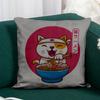 Fabulous Faux Leather Cushion, Gray, Neko Ramen Japanese Cat Anime Design, 40 x 40 cm view 4