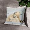 Fabulous Velvet-Feel Cushion, Mother Polar Bear and Cubs, 40 x 40 cm, Cover and Insert Included view 3