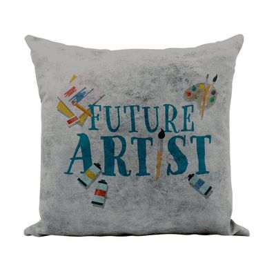 Fabulous Future Artist Passion Art Pillow Cover, Faux Leather, Gray, 40 x 40 cm, Leather-Like Feel