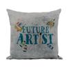 Fabulous Future Artist Passion Art Pillow Cover, Faux Leather, Gray, 40 x 40 cm, Leather-Like Feel view 1