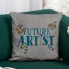Fabulous Future Artist Passion Art Pillow Cover, Faux Leather, Gray, 40 x 40 cm, Leather-Like Feel view 4