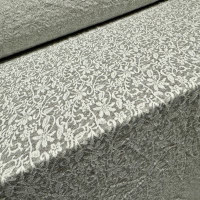 Stretch Elastane Double Jersey Fabric, Floral Damask Jacquard, Light Gray