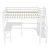 Shye Loft Bed with L-Shaped Desk, Pine Wood, Open Wardrobe, White, 140 x 200 cm view 4