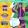 Hislovy 80s Kids Costume, 90s Tracksuit Outfit for Boys and Girls, Halloween Carnival, Purple, 134/140 view 3