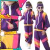 Hislovy 80s Kids Costume, 90s Tracksuit Outfit for Boys and Girls, Halloween Carnival, Purple, 134/140 view 4