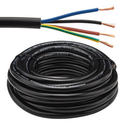 URCIANOW RVV Wire, 4 x 0.75 mm², 18 AWG, 4-Core, 5 m, PVC Copper Cable for Home, Office, and Industry