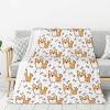 Cute Corgi Dog and Bone Pattern Plush Flannel Fleece Throw Blanket, 60 x 80 in view 1