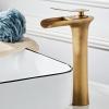 Vintage Antique Brass Waterfall Bathroom Faucet, Single-Hole Mount view 2
