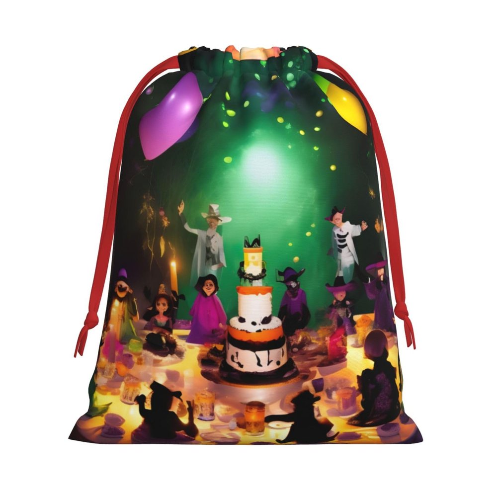 Halloween Party Print Reusable Drawstring Gift Bags