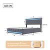 BPKADHY Upholstered Bed Full Size 140 x 200 cm with LED and 4 Drawers view 2