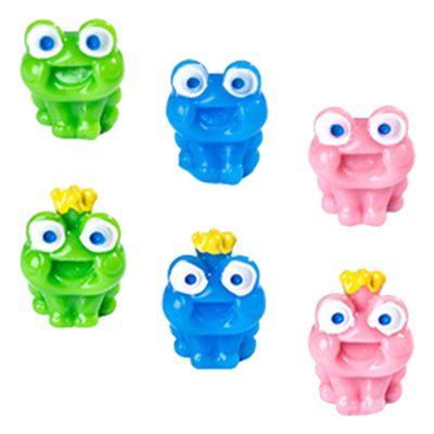 Happyyami Miniature Frog Figurines with Crowns, 6-Piece Resin Set