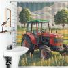 BTCOWZRV Tractor Winter Shower Curtain Set, Waterproof Fabric, 152 x 183 cm view 1