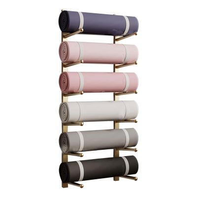 Metal Yoga Mat Wall Rack for Foam Rollers and Exercise Mats