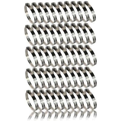Stainless Steel Hose Clamps, 40–63 mm, 50-Pack