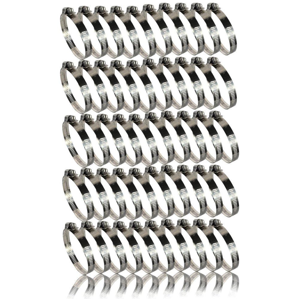 Stainless Steel Hose Clamps, 40–63 mm, 50-Pack
