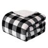 Elegant Comfort Ultra-Soft Fleece Throw with Velvet Touch, Buffalo Check, Reversible Micro-Sherpa Backing, Black view 1