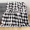 Elegant Comfort Ultra-Soft Fleece Throw with Velvet Touch, Buffalo Check, Reversible Micro-Sherpa Backing, Black view 2