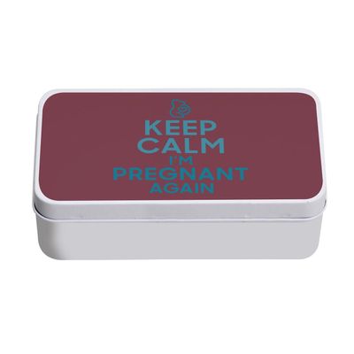 Fabulous Metal Box, Red, “Keep Calm I’m Pregnant Again,” 11 x 18.5 x 5.5 cm