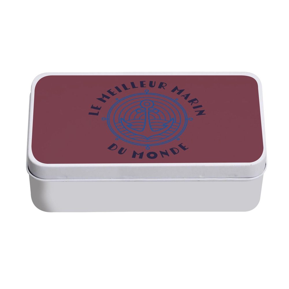 Fabulous Metal Box, Red, “The Best Marin in the World” Design, 11 x 18.5 x 5.5 cm