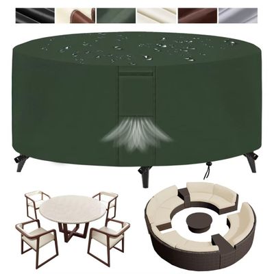 nvdsivee Waterproof Round Patio Table Cover, 420D Oxford Fabric, Green, 140 x 80 cm