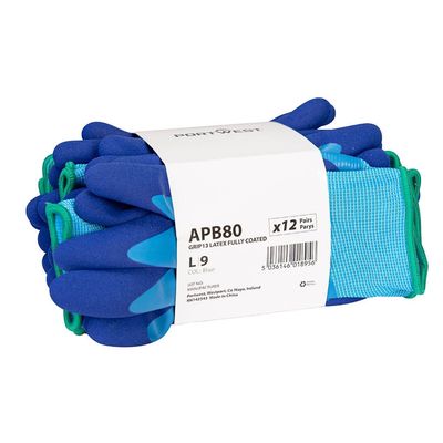 PORTWEST 12-Pair Multipack of DermiFlex Essential Blue Gloves, Size 7, Work Gloves