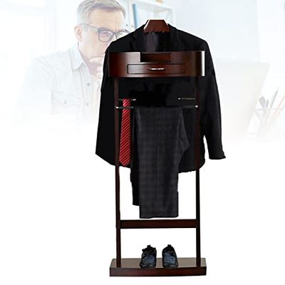 Anti-Wrinkle Valet Stand with Drawer, Walnut
