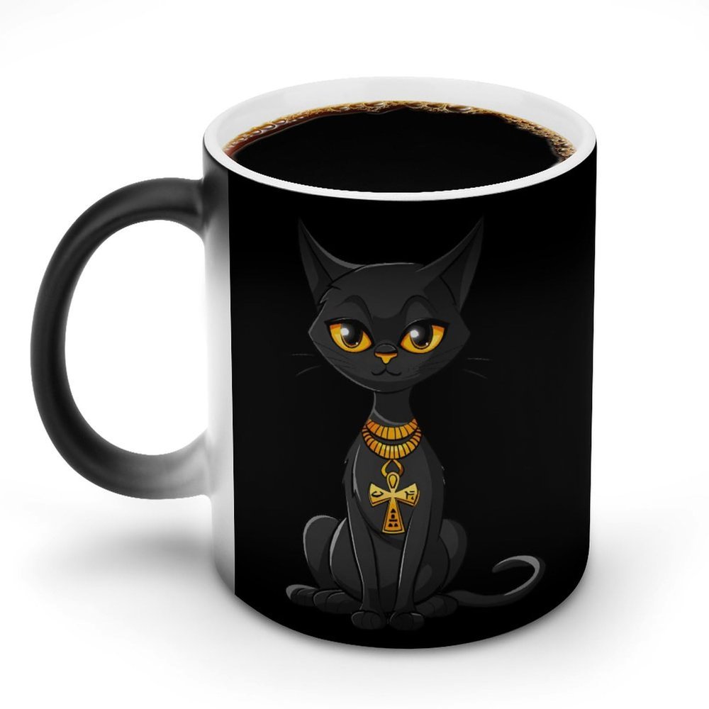 Ankh and Hieroglyphs Egyptian Cat Color-Changing Mug