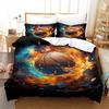Basketball 3D-Printed Duvet Cover Set, 90 x 190 cm, 3-Piece, Microfiber, with Zipper and 2 Pillowcases view 2