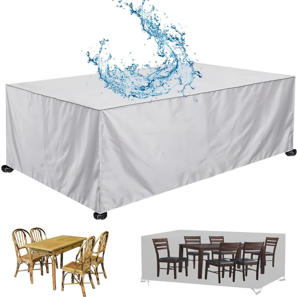 XUEQXUE Garden Furniture Cover 330 x 340 x 330 cm, Waterproof, UV-Resistant, Dustproof, Winterproof, Ivory