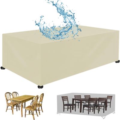 XUEQXUE Waterproof Garden Furniture Cover, 270 x 360 x 270 cm, Beige