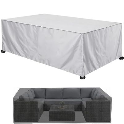 XUEQXUE Garden Furniture Cover 110 x 380 x 110 cm, Winterproof, Windproof, UV-Resistant, Waterproof, Ivory
