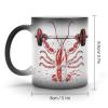 Weightlifting Lobster for Bodybuilders, Funny Color-Changing Coffee Mug, Heat-Sensitive Ceramic Mug with Handle, 312 ml view 2