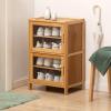 Modern Freestanding Bamboo-Rattan Shoe Cabinet, 43 x 32 x 170 cm view 1