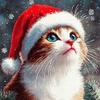 Wallphantom Christmas DIY Paint by Numbers Kit, Cat with Christmas Hat, for Beginners and Adults, 40x50 cm Unframed view 1