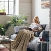 Ewleguzka Boho Throw Blanket for Couch, Sofa, Chair, or Bed, Coffee Brown, 150 x 200 cm view 3