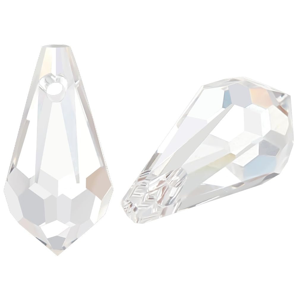Beebeecraft 40-Piece Clear Faceted Glass Teardrop Charms