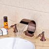 Widespread High-Arc Waterfall Kitchen Sink Mixer Faucet, Double-Handle, Deck-Mount, Oil-Rubbed Bronze-Red view 1