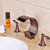 Widespread High-Arc Waterfall Kitchen Sink Mixer Faucet, Double-Handle, Deck-Mount, Oil-Rubbed Bronze-Red view 4
