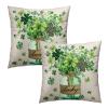 St. Patrick's Day Throw Pillow Covers, 22 x 22 in, Set of 2, Lucky Clover, Cotton-Linen view 2