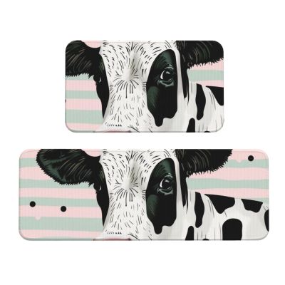 Cute Cow Polka Dot Kitchen Mat Set, 2-Piece