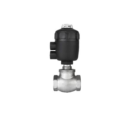 Stainless Steel T-Type Pneumatic Threaded Globe Valve, PTFE Seal, 1/2"–2", Single-Acting