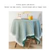 2-Piece Cotton-Linen Tassel Tablecloth, Yellow, 90 x 90 cm view 4