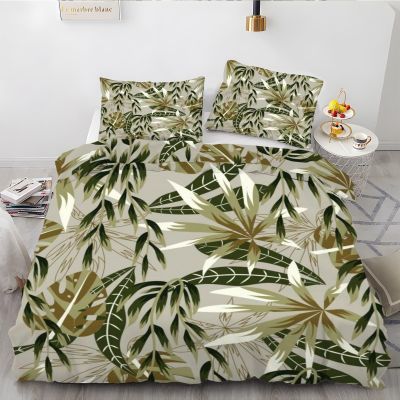 EXSANLIEAY Green Bedding Set 220 x 240 cm, Reversible Microfiber Duvet Cover with Zipper, 2 Pillowcases