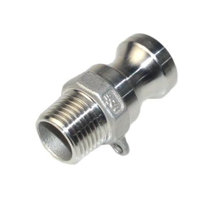 F Trash Pump Adapter, Male Camlock x Male Pipe Threads, 316 Stainless Steel, RUAJOGYNVM (1 in.)